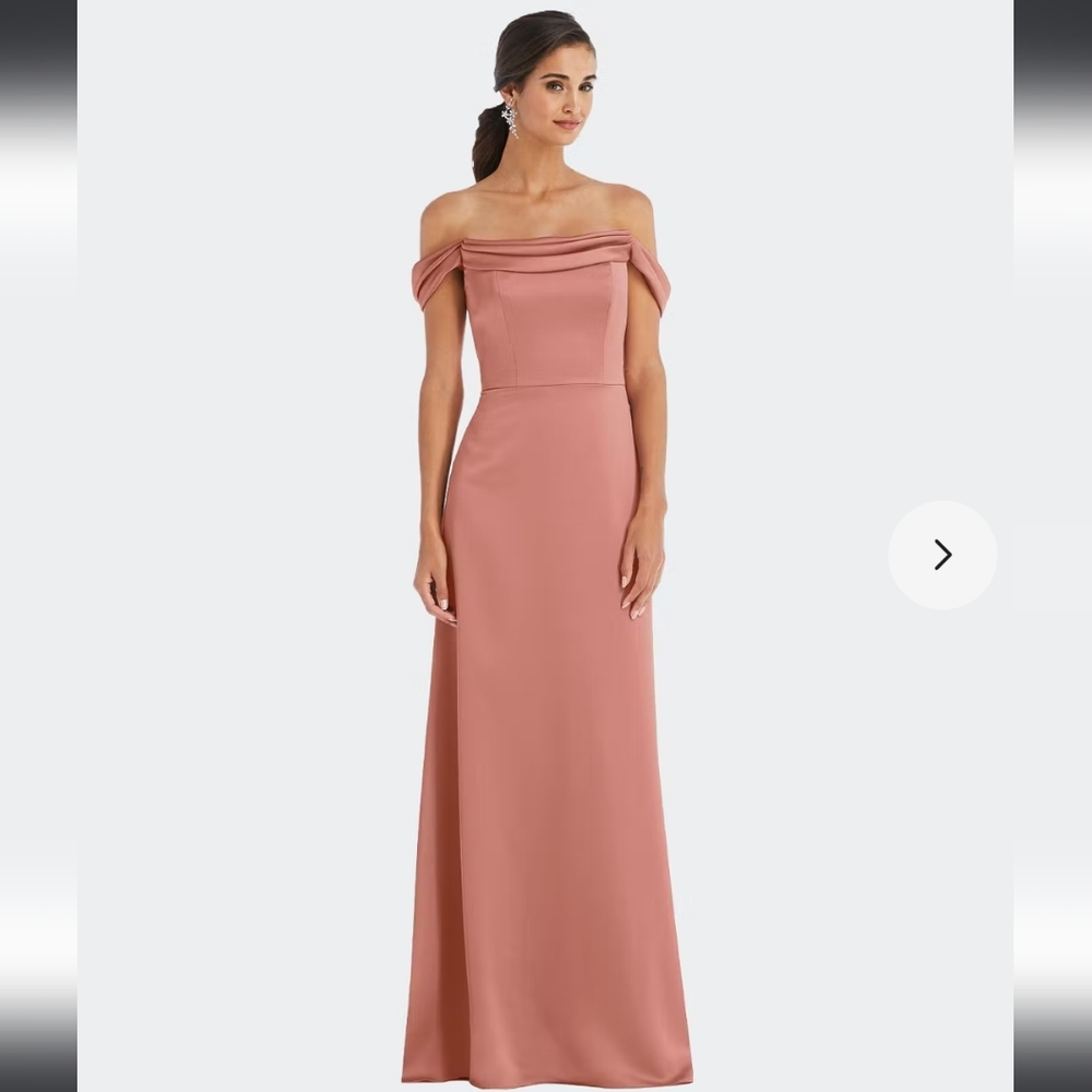 Dessy Collection Draped Pleat Off-The-Shoulder Maxi Dress In Desert Rose